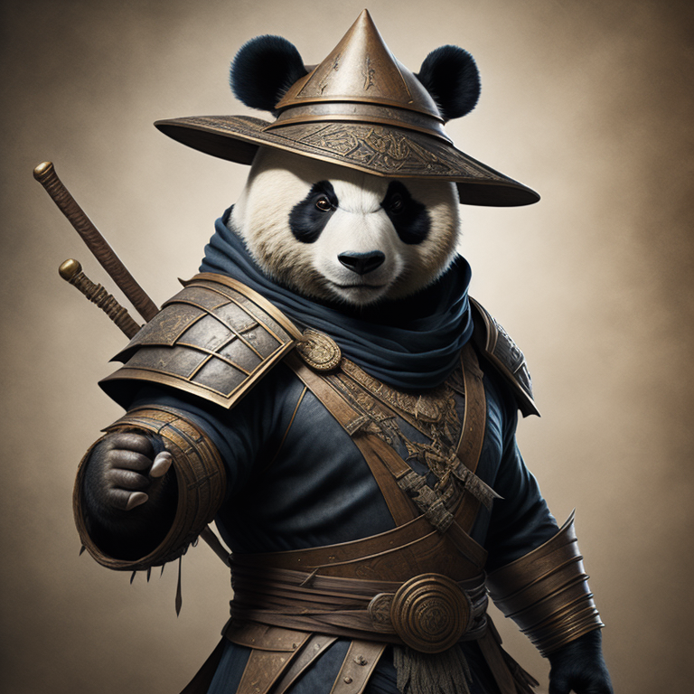 AI generated image of Panda Express mascot as Mortal Kombat character